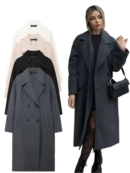 Ariella | Winter Coat Lapel Double Breasted Long Cardigan