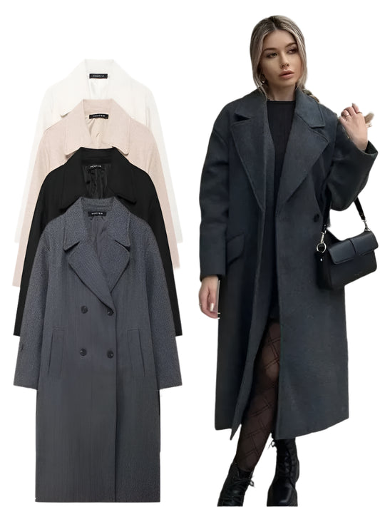 Ariella | Winter Coat Lapel Double Breasted Long Cardigan