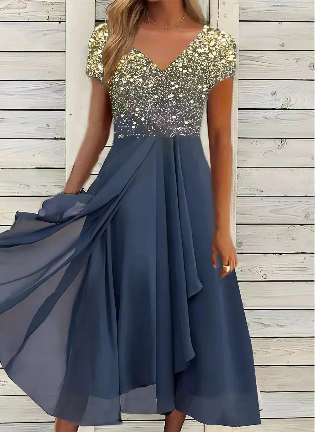 Olive | Chiffon Elegant Lace Patchwork Dress