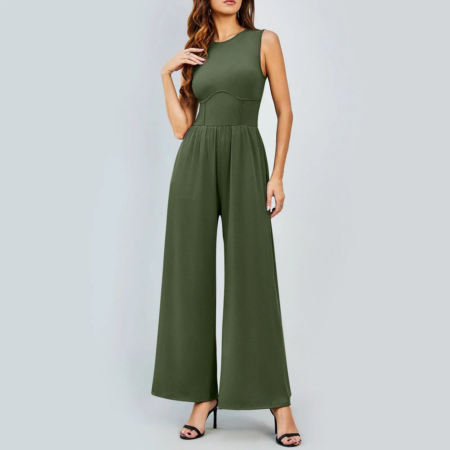 Nalani | Sleeveless Tank Top Wide Leg Pants Romper