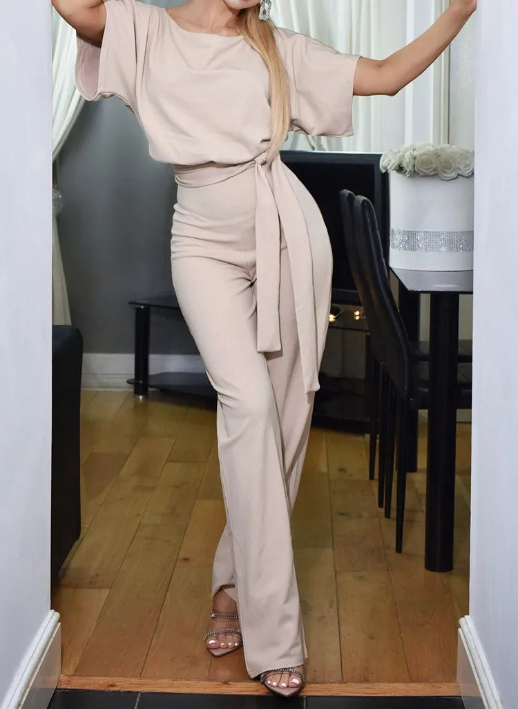 Alejandra | Short Sleeve Lace Up Jumpsuit