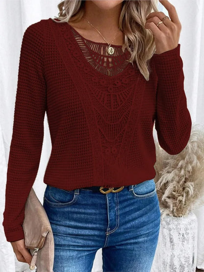 April | Lace Stitching Blouses - TrendHavenCo