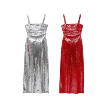 Blair | Suspender Backless Glitter Long Dress