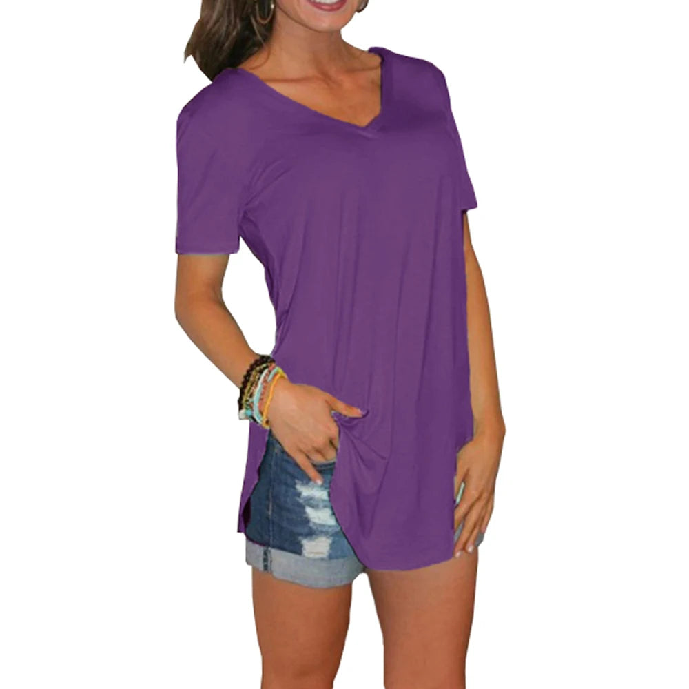 Xiomara | V-neck short sleeve loose T-shirt