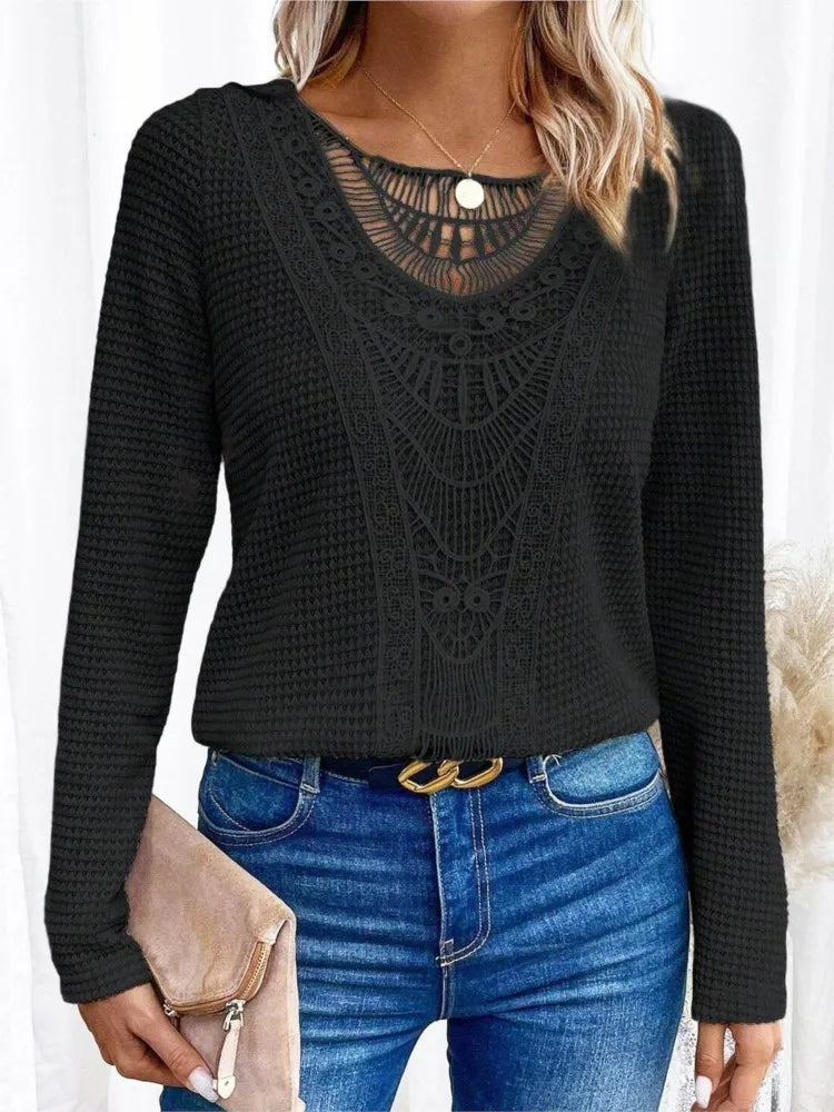 April | Lace Stitching Blouses - TrendHavenCo