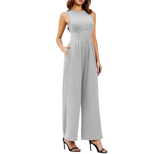Nalani | Sleeveless Tank Top Wide Leg Pants Romper