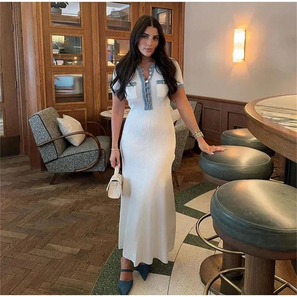 Selah | Knit Maxi Dress Chic O-neck Short Sleeve