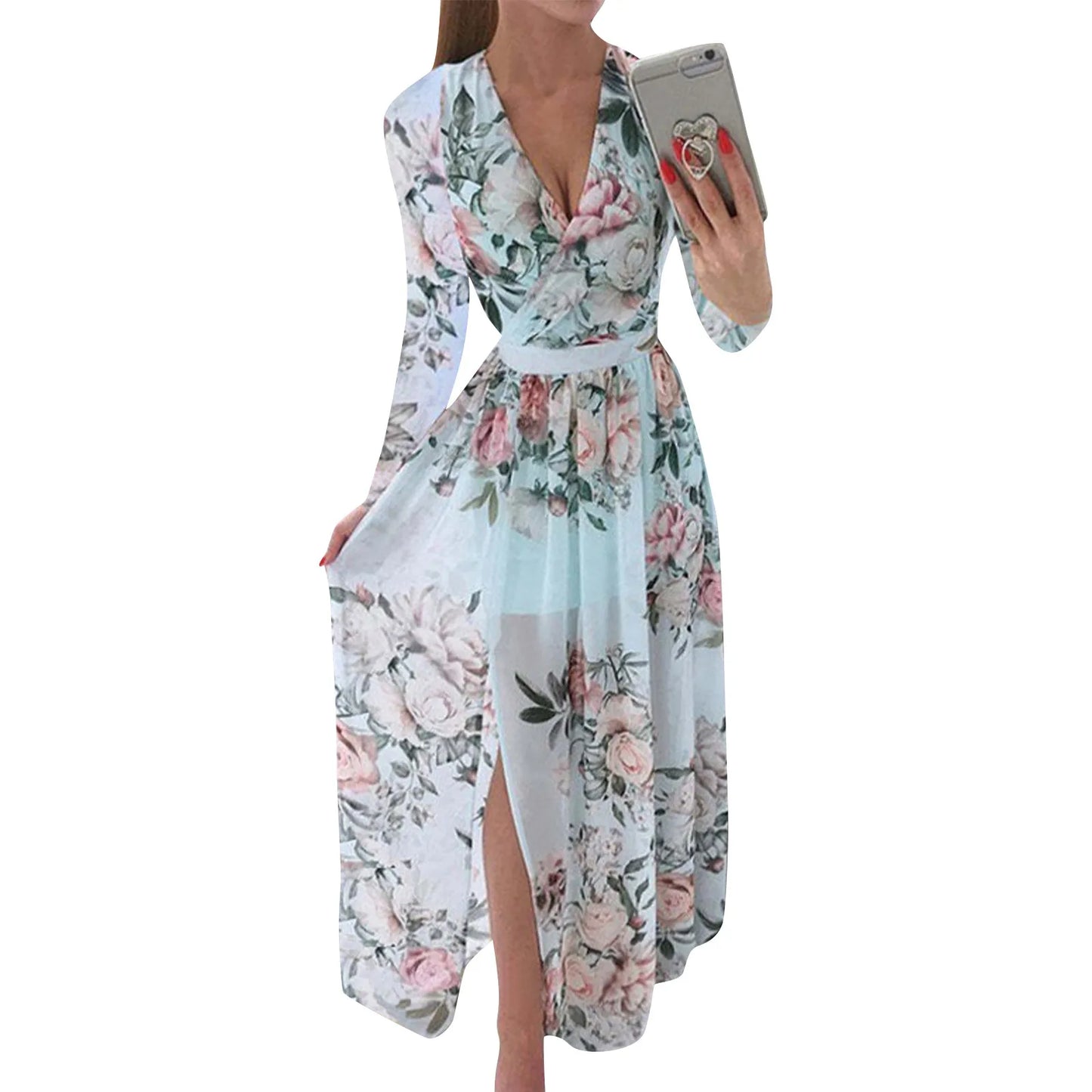 Amanda | Chiffon V-Neck 3/4 Sleeve Pullover - TrendHavenCo