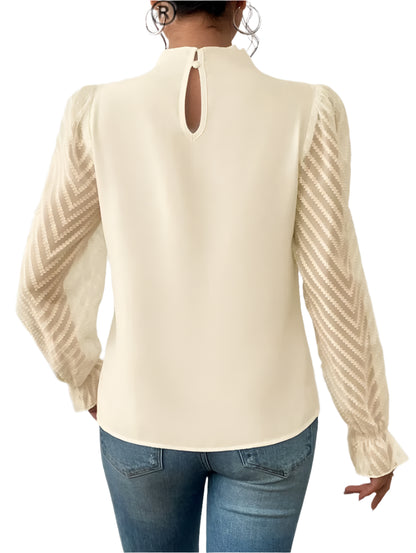 Elaisa | Half-turtleneck Pullover Chiffon Shirt - TrendHavenCo