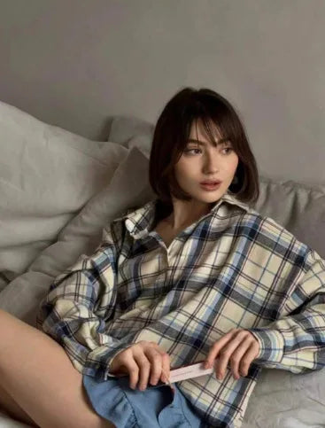 Emely | Long Sleeve Shirt Oversized Plaid Shirt