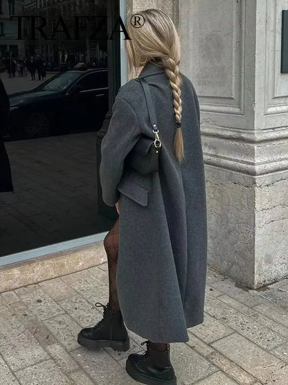 Ariella | Winter Coat Lapel Double Breasted Long Cardigan