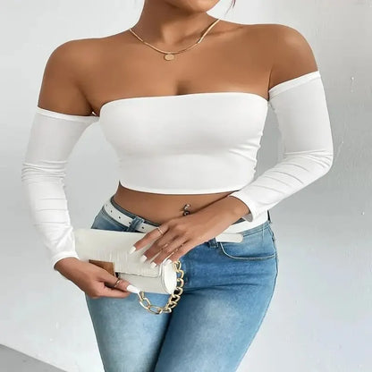 Skye | Off Shoulder Long Sleeve Crop Top