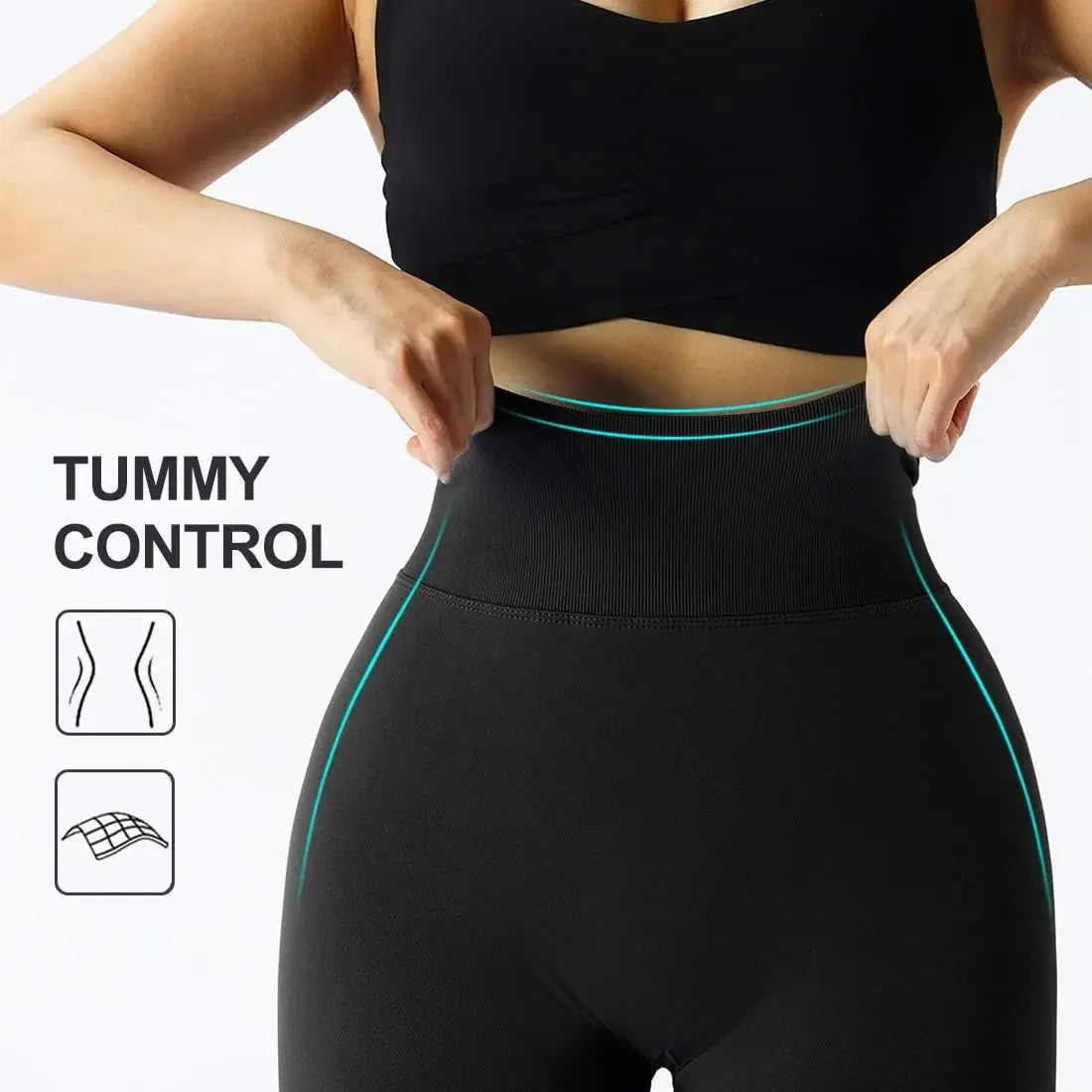 Seamless Knitted Leggings Fitness GYM Pants Women's High Waist Leggings Hips Tight Peach Buttocks High Waist Nude Yoga Pants - TrendHavenCo
