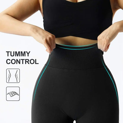 Seamless Knitted Leggings Fitness GYM Pants Women's High Waist Leggings Hips Tight Peach Buttocks High Waist Nude Yoga Pants - TrendHavenCo