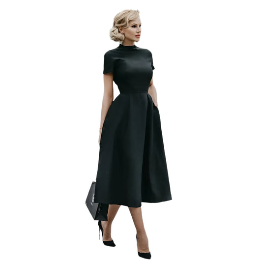 Selena | Half High Collar High Waist A-Line Dress
