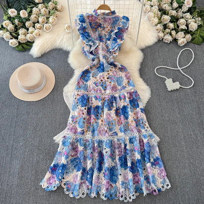 Sophia l Luxury Flower Embroidery Maxi Dress - TrendHavenCo
