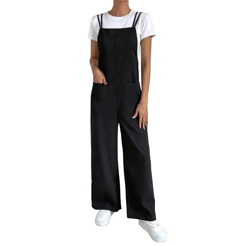 Oaklee | Long Wide Leg Overalls Jumpsuit