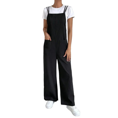 Oaklee | Long Wide Leg Overalls Jumpsuit