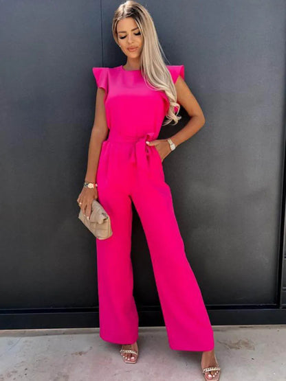 Arlette | Short Sleeve Wide Leg Jumpsuit