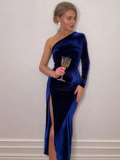 Angelina | Long Sleeve Velvet Bodycon Dress