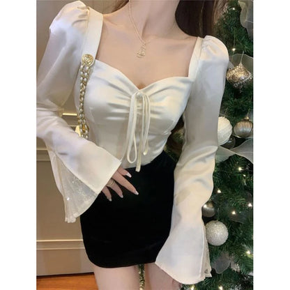 Willow | Lace Patchwork Flare Sleeve Blouse - TrendHavenCo