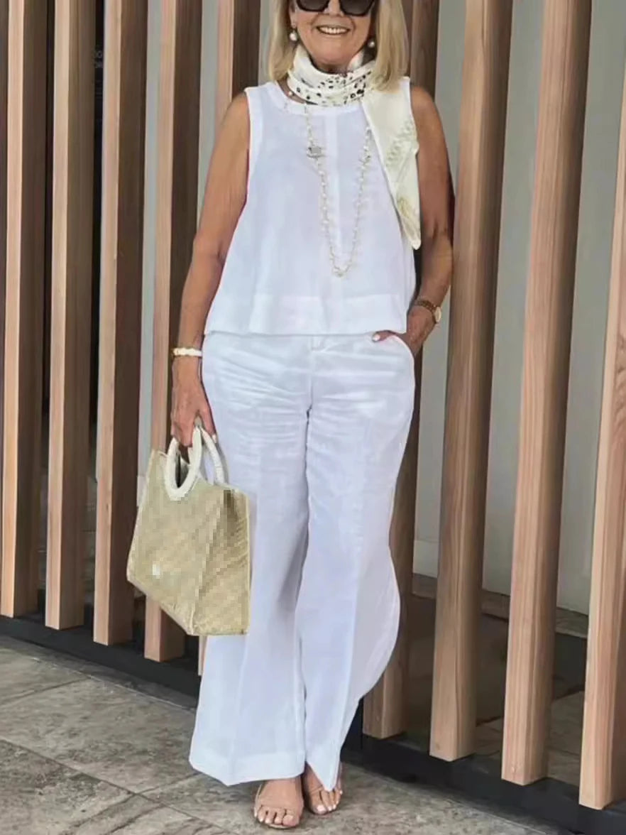 Calliope | Sleeveless Loose Blouse Wide Leg Pants