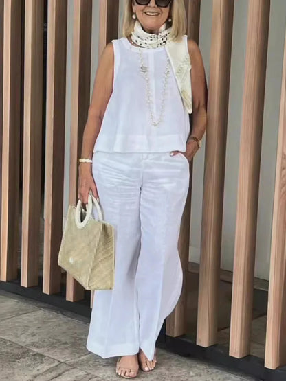 Calliope | Sleeveless Loose Blouse Wide Leg Pants