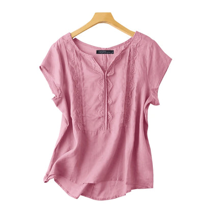 Venus | Casual Lace Stitching Tops Blouse - TrendHavenCo