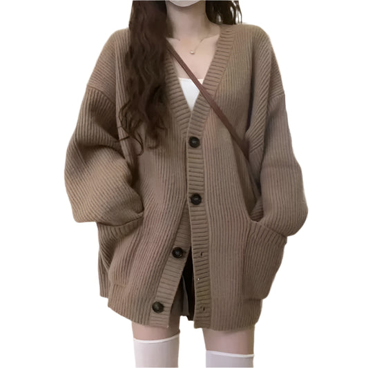 Sara | Long Sleeve V-neck Loose Knitted Jackets