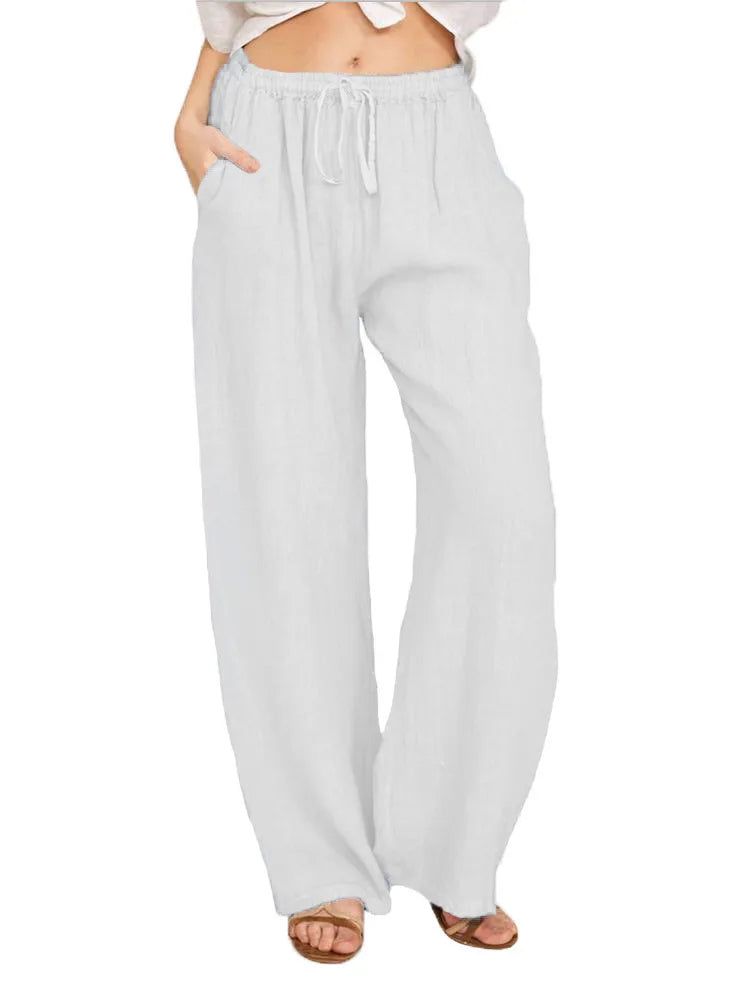 Summer and Autumn New Casual Women's Wear in Europe, America, and Europe Large Loose Cotton Hemp Casual Pants - TrendHavenCo