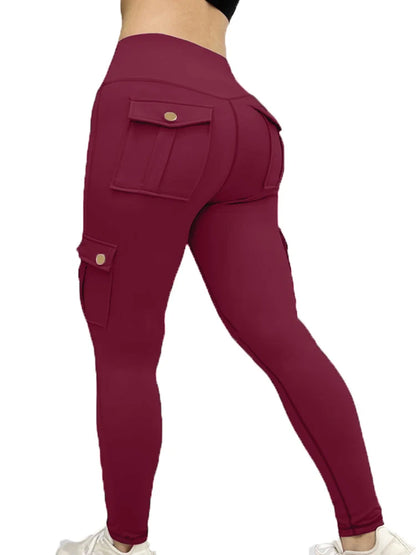 Pockets Gym Leggings Women High Waist Fashion Fitness Pants Skinny Stretch Outdoors Comfortable Sport Leggings - TrendHavenCo