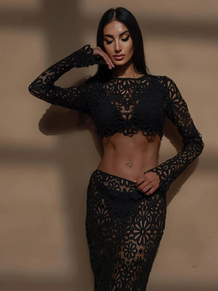 Aia | Sexy See Though Crop Tops Long Skirts
