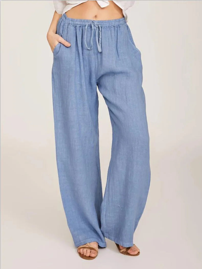 Summer and Autumn New Casual Women's Wear in Europe, America, and Europe Large Loose Cotton Hemp Casual Pants - TrendHavenCo