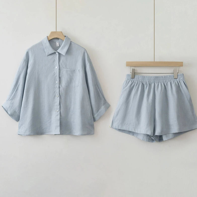 Ellen | Casual Linen Blouse Shorts Sets