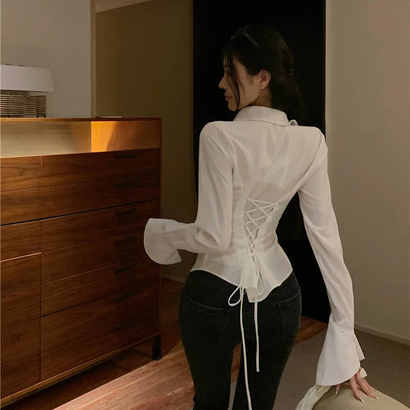 Dayana | Slim Bell Sleeve Shirt Blouse