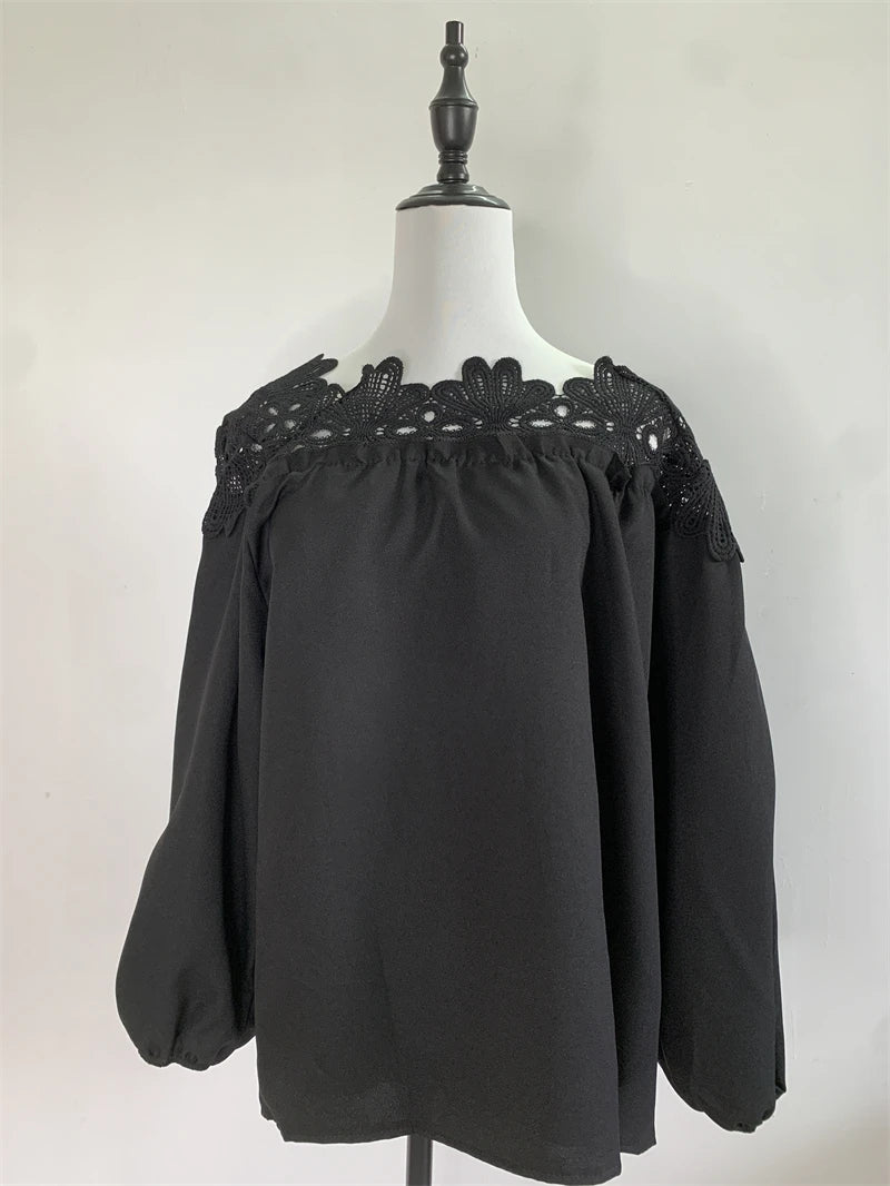 Lace Mesh Women Shirt Embroidery Patchwork Blouses 2025 Spring Long Sleeve Tops Casual Loose BlousesFemale Blusas Pullover - TrendHavenCo
