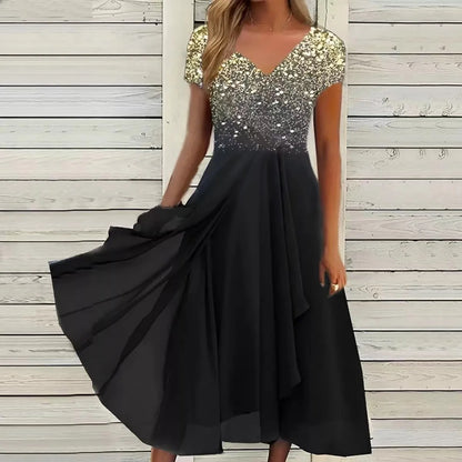 Olive | Chiffon Elegant Lace Patchwork Dress