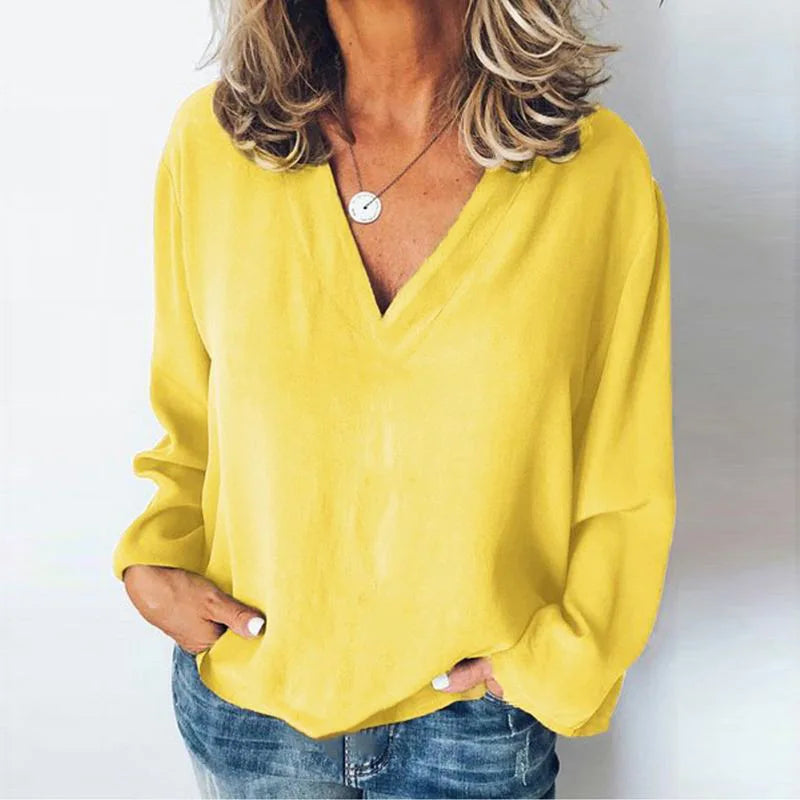Marie | Loose Stitching V-neck Pullover - TrendHavenCo