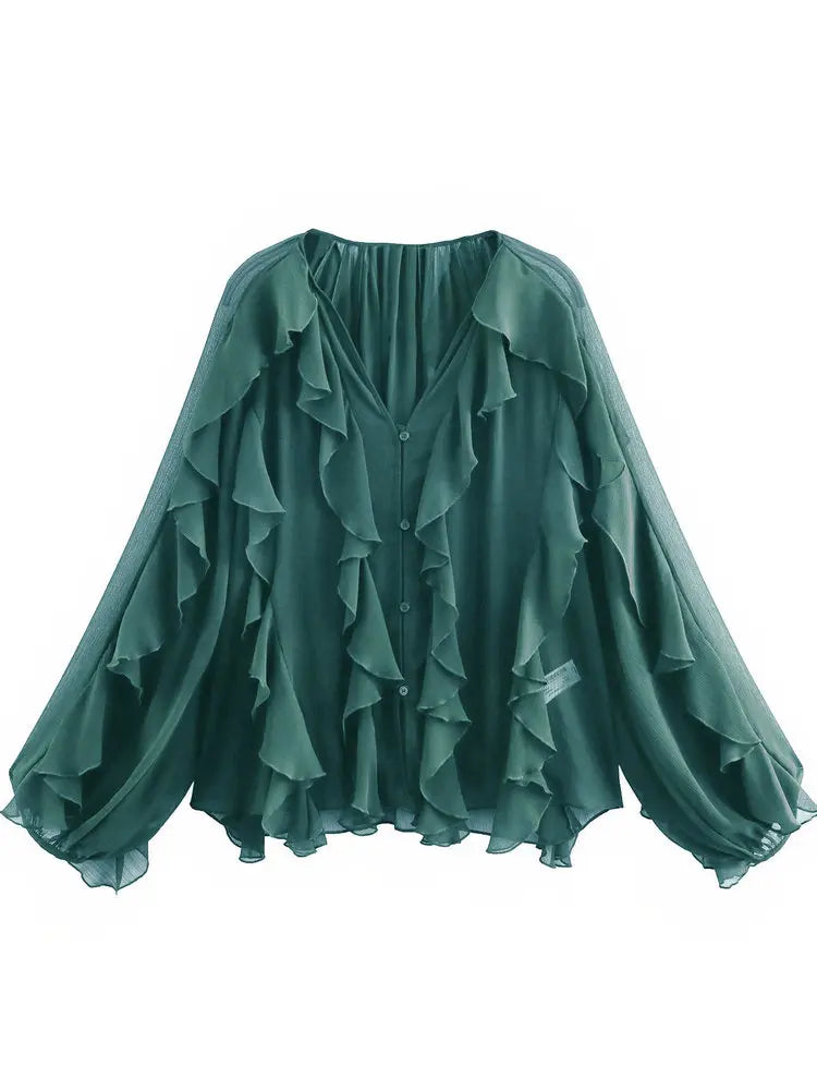 Briella | Loose Long Sleeve Layered Ruffles Blouses