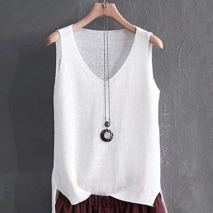 Elora | Sleeveless Knitted Blouse Shirt