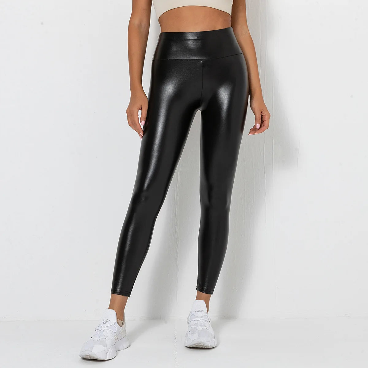 Skinny Leather Leggings Stretch Buttock High Waist Leather Pants Elastic Slim Trousers For Women Shiny Black Sexy Tight Pants - TrendHavenCo