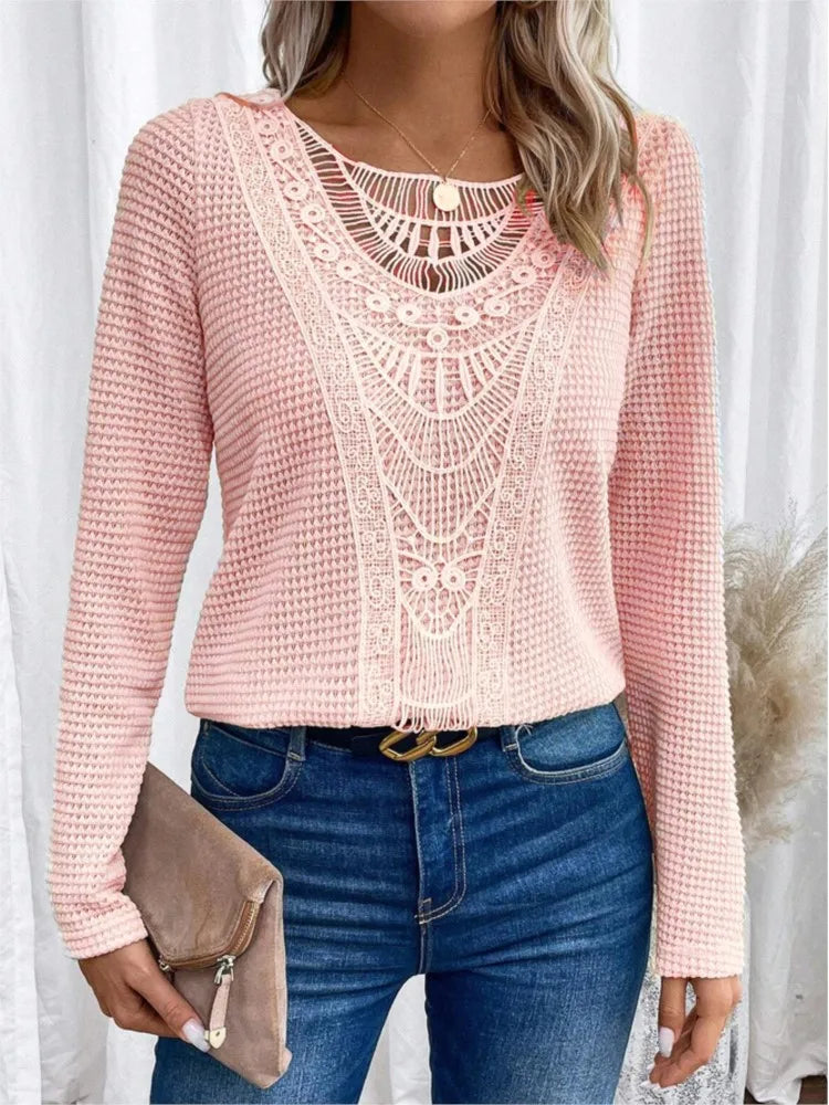 April | Lace Stitching Blouses - TrendHavenCo