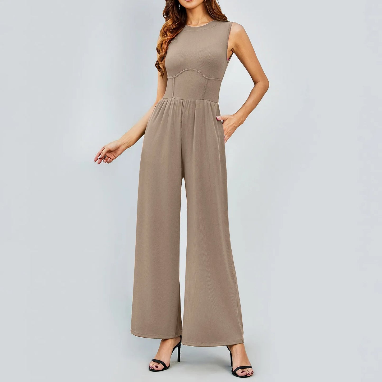 Nalani | Sleeveless Tank Top Wide Leg Pants Romper