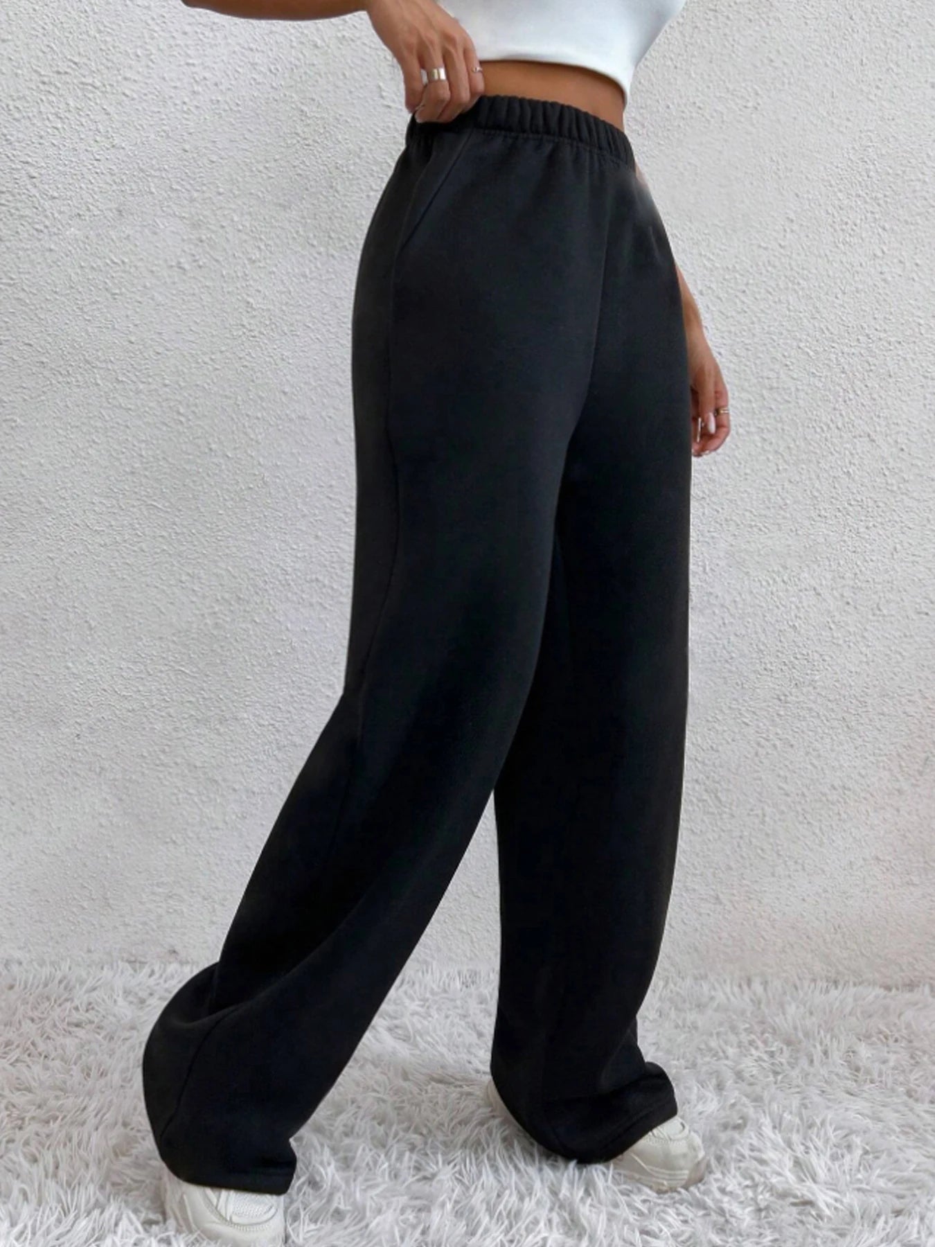 Autumn And Winter Women's Warm Pants Fleece Lined High Waist Casual Style Daily Wear With Pockets Jogging Sweatpants - TrendHavenCo