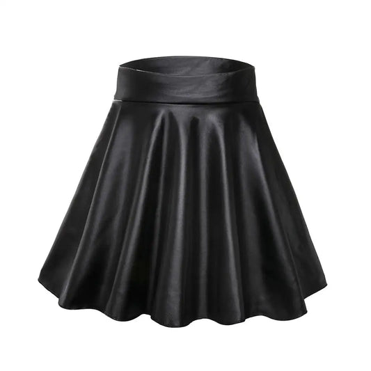 High Waist Elastic Mini Short Skirt Women Faux Leather Skirts - TrendHavenCo