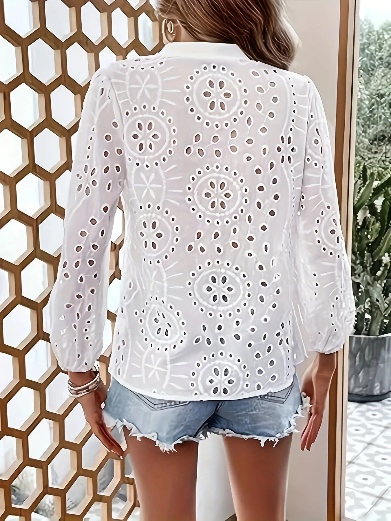 Avery | V-neck Long Sleeve Lace Tops Blouses - TrendHavenCo