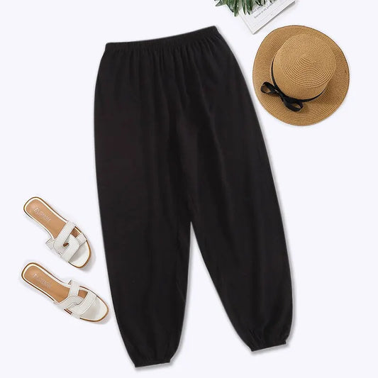Women Casual Loose Cozy Pants Elastic Pants Feet Harem Pants Sweatpants Pants Summer Beach Pants Elastic Waistband - TrendHavenCo