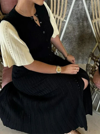 Ailani | Elegant Knit Slim O-neck Long Dress