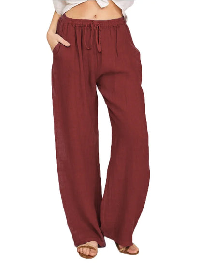 Summer and Autumn New Casual Women's Wear in Europe, America, and Europe Large Loose Cotton Hemp Casual Pants - TrendHavenCo