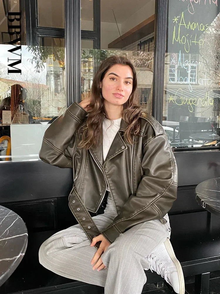 Reese | Oversized Loose Pu Faux Leather Short Jacket